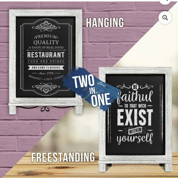 Rustic Whitewash Tabletop Chalkboard 14" x 9.5" Hanging Or Freestanding - Picture 2 of 12